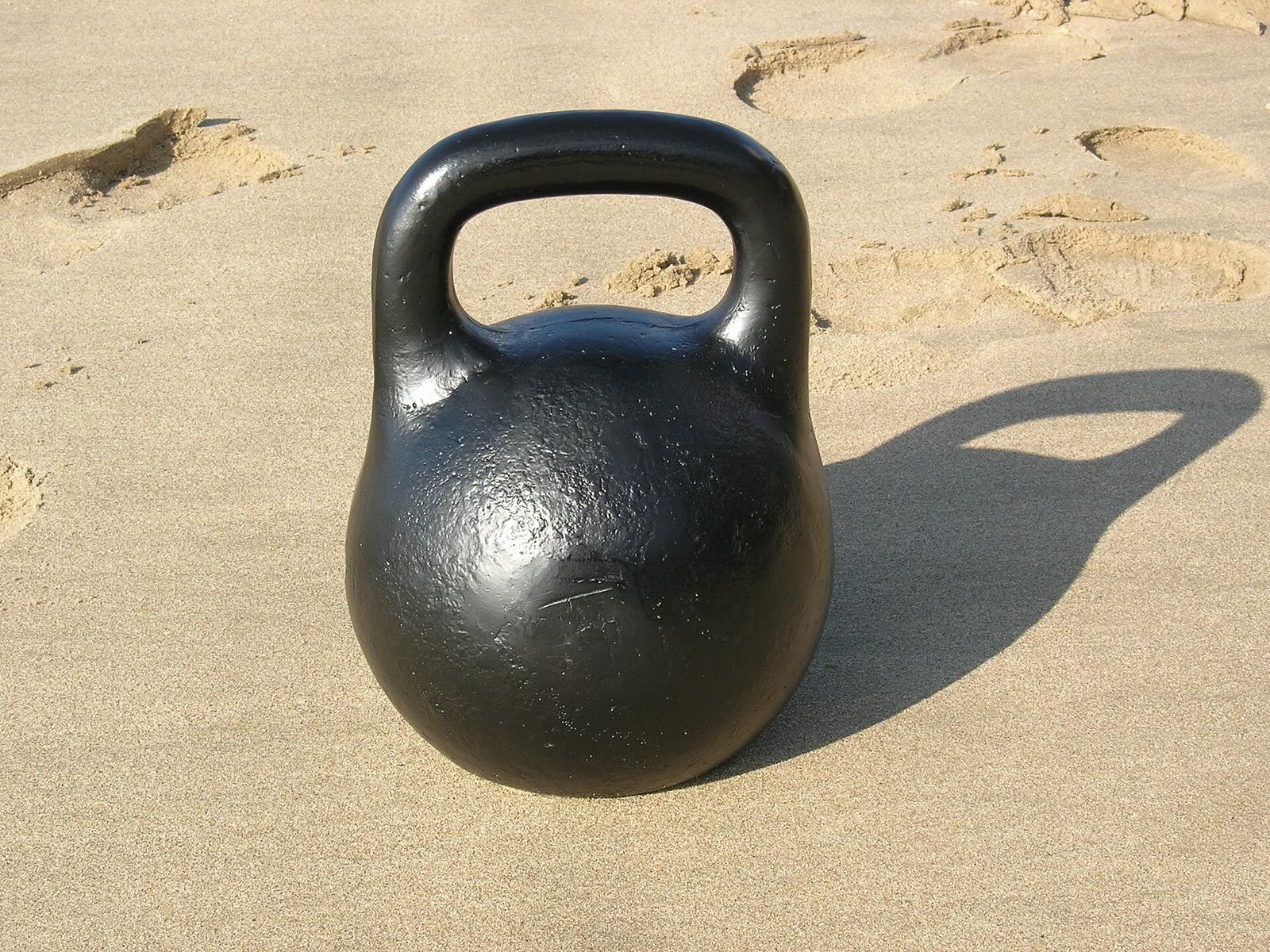 A cast-iron kettlebell